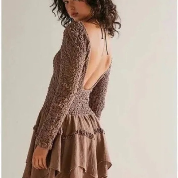 Free People Dresses & Skirts - Elegant Brown Open-Back Dress